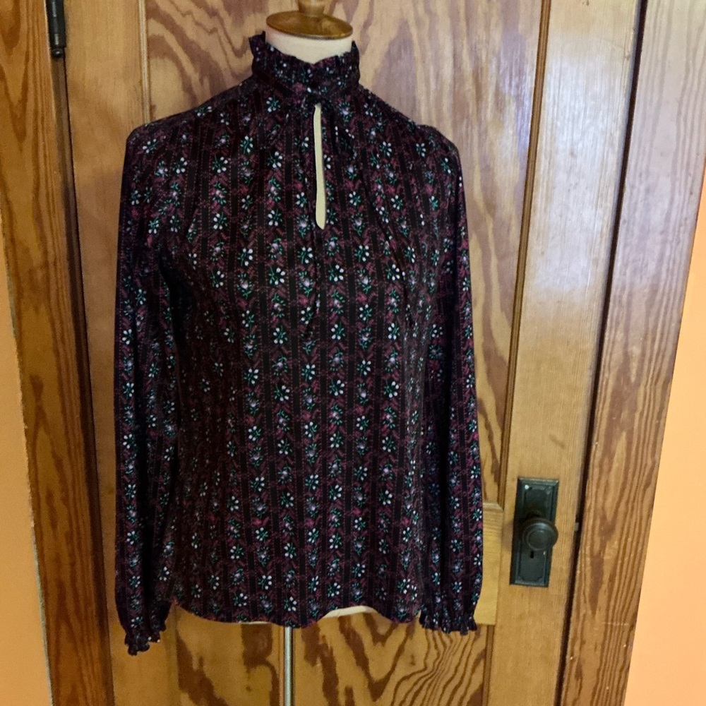 Vtg 70s Puccini black floral top - Picture 10 of 12